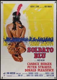 9p2076 SOLDIER BLUE Italian 1p R1980s different art of bound naked Native American woman!