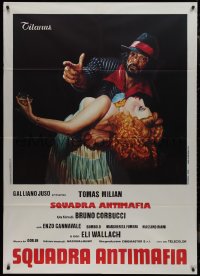 9p2081 SQUADRA ANTIGANGSTERS Italian 1p 1979 great different art of Tomas Milian with sexy woman!