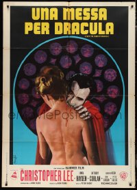 9p2094 TASTE THE BLOOD OF DRACULA Italian 1p 1971 Nistri art of vampire Christopher Lee & naked girl!