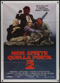 9p2098 TEXAS CHAINSAW MASSACRE PART 2 Italian 1p 1987 Tobe Hooper horror sequel, family portrait!