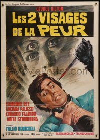 9p2115 TWO FACES OF TERROR export Italian 1p 1972 Renato Casaro horror art of man about to be stabbed!