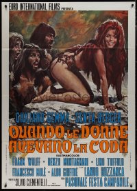 9p2130 WHEN WOMEN HAD TAILS Italian 1p 1973 Ciriello art of sexy prehistoric cavewoman Senta Berger!