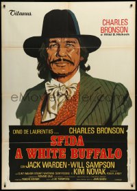 9p2133 WHITE BUFFALO style B Italian 1p 1977 different art of Charles Bronson as Wild Bill Hickok!