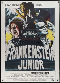 9p2145 YOUNG FRANKENSTEIN Italian 1p R1970s Mel Brooks, art of Gene Wilder, Frankenstein Junior!