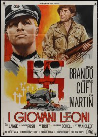 9p2147 YOUNG LIONS Italian 1p R1977 different Spagnoli art of Nazi Marlon Brando & Dean Martin!
