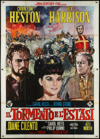 9p1454 AGONY & THE ECSTASY roadshow Italian 2p 1965 art of Charlton Heston & Rex Harrison by Nistri!