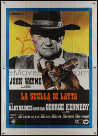 9p1475 CAHILL Italian 2p 1973 cool different image of United States Marshall big John Wayne!