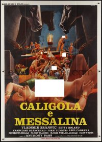 9p1476 CALIGULA & MESSALINA Italian 2p 1982 Caligula et Messaline, Crovato art of sexy women in orgy