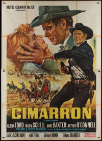9p1482 CIMARRON Italian 2p R1968 directed by Anthony Mann, Glenn Ford, Maria Schell, Stefano art!