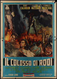 9p1487 COLOSSUS OF RHODES Italian 2p 1961 Il colosso di Rodi, Sergio Leone, Gasparri art, rare!