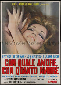 9p1490 CON QUALE AMORE CON QUANTO AMORE Italian 2p 1970 c/u art of sexy naked Catherine Spaak, rare!