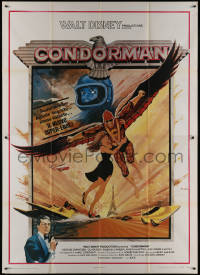 9p1491 CONDORMAN Italian 2p 1981 winged hero Michael Crawford, Disney, wild artwork by L. Salk!