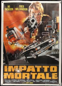 9p1496 DEADLY IMPACT Italian 2p 1984 cool completely different art of Bo Svenson pointing gun!