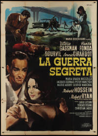 9p1503 DIRTY GAME Italian 2p 1966 different art of dangerous sexy female spy with gun!