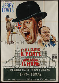 9p1505 DON'T RAISE THE BRIDGE, LOWER THE RIVER Italian 2p 1968 wacky art of Jerry Lewis in London!