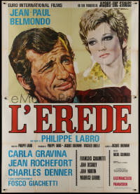 9p1511 EXTERMINATOR Italian 2p 1973 L'Heritier, super close art of Jean Paul Belmondo & Gravina!