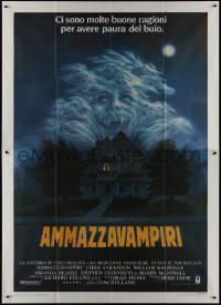9p1522 FRIGHT NIGHT Italian 2p 1986 Sarandon, McDowall, best classic horror art by Peter Mueller!