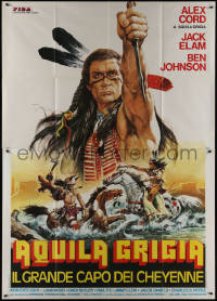 9p1526 GRAYEAGLE Italian 2p 1978 great different art of Native American Indian Alex Cord fighting!