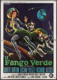 9p1527 GREEN SLIME Italian 2p 1969 classic cheesy sci-fi, Stefano art of sexy astronaut & monster!