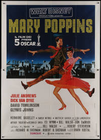 9p1576 MARY POPPINS Italian 2p R1970s Julie Andrews & Dick Van Dyke in Walt Disney's classic!