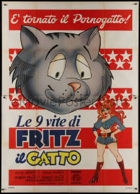 9p1587 NINE LIVES OF FRITZ THE CAT Italian 2p 1975 Robert Crumb, great different cartoon art!