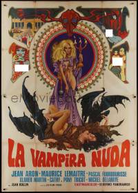 9p1588 NUDE VAMPIRE Italian 2p 1972 cool Aller horror art of sexy half-naked women & demons!