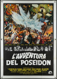 9p1604 POSEIDON ADVENTURE Italian 2p 1973 Kunstler art of Gene Hackman & passengers escaping!