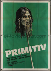 9p1605 PRIMITIVES Italian 2p 1978 Primitif, Indonesian cannibal horror, wild art of impaled head!
