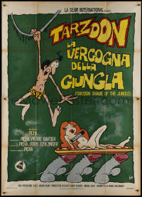 9p1625 SHAME OF THE JUNGLE Italian 2p 1978 sexy Tarzan spoof, wacky cartoon artwork!