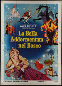 9p1629 SLEEPING BEAUTY Italian 2p R1970s Walt Disney cartoon fairy tale fantasy classic!