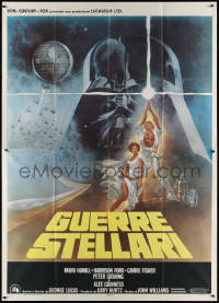 9p1634 STAR WARS Italian 2p R1980s George Lucas classic sci-fi epic, great art by Tom Jung!