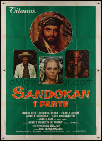 9p1649 TIGER'S RETURN Italian 2p 1970s close up of Kabir Bedi as Sandokan & Carole Andre, rare!