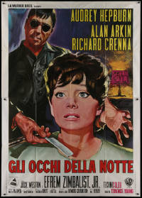 9p1663 WAIT UNTIL DARK Italian 2p R1970s different Serafini art of blind Audrey Hepburn & Alan Arkin!