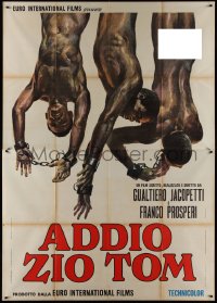 9p1667 WHITE DEVIL: BLACK HELL Italian 2p 1971 outrageous art of naked slaves hanging upside-down!