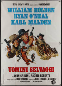 9p1668 WILD ROVERS Italian 2p 1971 art of William Holden & O'Neal in western action by McCarthy!