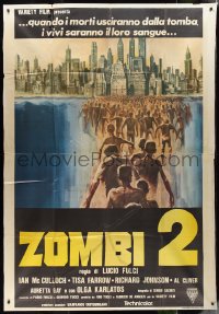 9p1673 ZOMBIE Italian 2p 1979 Fulci's classic Zombi 2, great art of the walking dead, ultra rare!