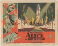 9p1013 ALICE IN WONDERLAND LC #4 1951 Walt Disney, Alice is escorted by playing cards to the Queen!