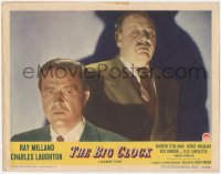 9p1037 BIG CLOCK LC #1 1948 best close up of creepy Charles Laughton looking at puzzled Ray Milland!
