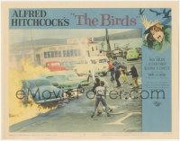 9p1043 BIRDS LC #8 1963 Alfred Hitchcock classic, cars on fire caused by bird attack, people panic!