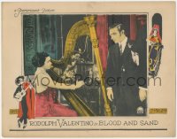 9p1046 BLOOD & SAND LC 1922 Rudolph Valentino entranced by Nita Naldi playing harp at fancy party!