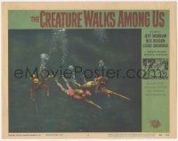 9p1077 CREATURE WALKS AMONG US LC #6 1956 great c/u of scuba divers with spear guns, but no monster!