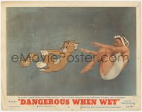 9p1082 DANGEROUS WHEN WET LC #5 1953 classic image of Esther Williams swimming with Tom & Jerry!