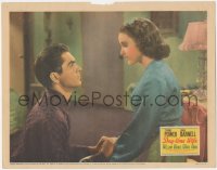 9p1089 DAY-TIME WIFE LC 1939 15 year-old Linda Darnell, Hollywood's youngest lead lady, Tyrone Power