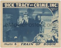 9p1096 DICK TRACY VS. CRIME INC. chapter 8 LC 1941 Ralph Byrd talking on phone, Train of Doom!
