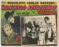 9p1102 EL MONSTRUO RESUCITADO Spanish/US LC 1955 disfigured guy with beautiful woman in laboratory!