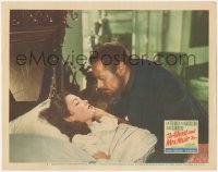 9p1123 GHOST & MRS. MUIR LC #5 1947 c/u of Rex Harrison leaning over Gene Tierney asleep in bed!