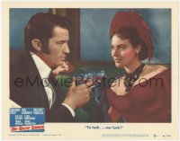 9p1133 GREAT SINNER LC #3 1949 close up of gambler Gregory Peck & sexy Ava Gardner toasting to luck!