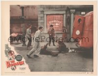 9p1143 HOODLUM LC #6 1951 Lawrence Dillinger Tierney & thugs outside bank during robbery!