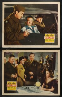 9p1436 ICELAND 2 LCs 1942 Sonja Henie with soldiers John Payne & Jack Oakie in uniform!