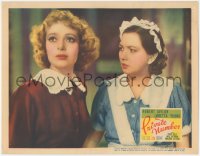 9p1231 PRIVATE NUMBER LC 1936 close up of maid Patsy Kelly looking puzzled at Loretta Young!